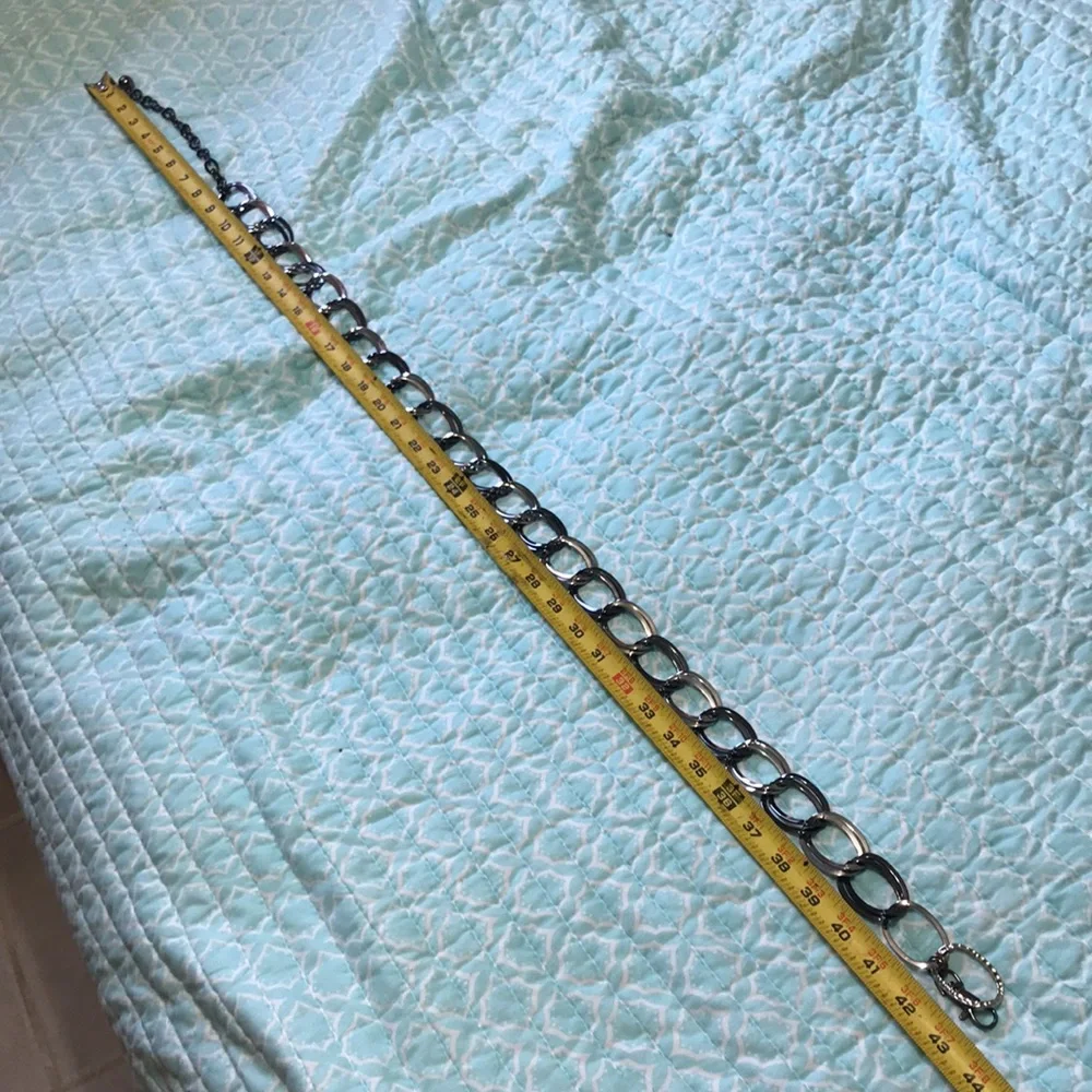 Silver and stainless steel double link chain belt